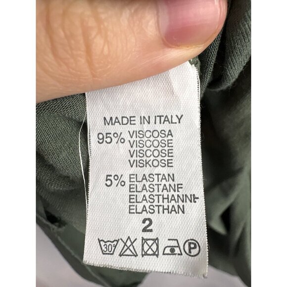 Women’s Mystyle Size 2 Army Green Short Sleeve Shirt with Tieknot - Picture 5 of 5